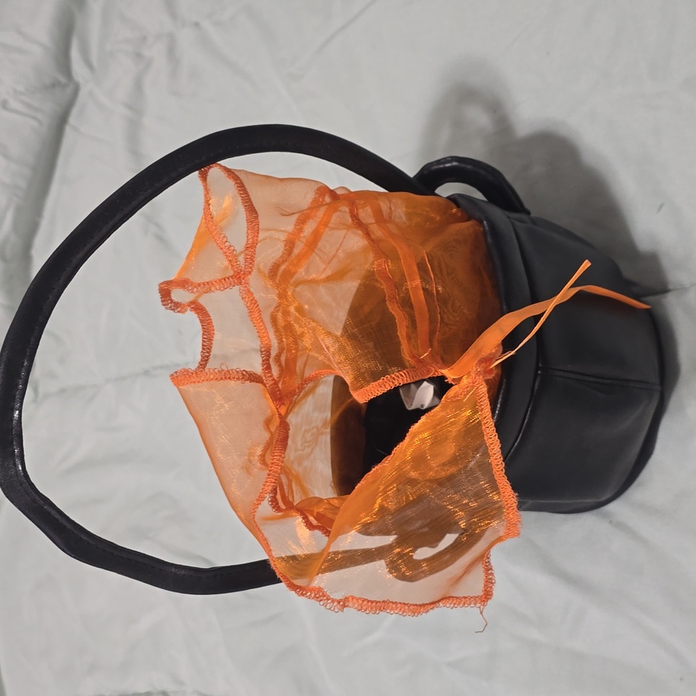 Halloween Witches Bag with Orange Sheer Overlay